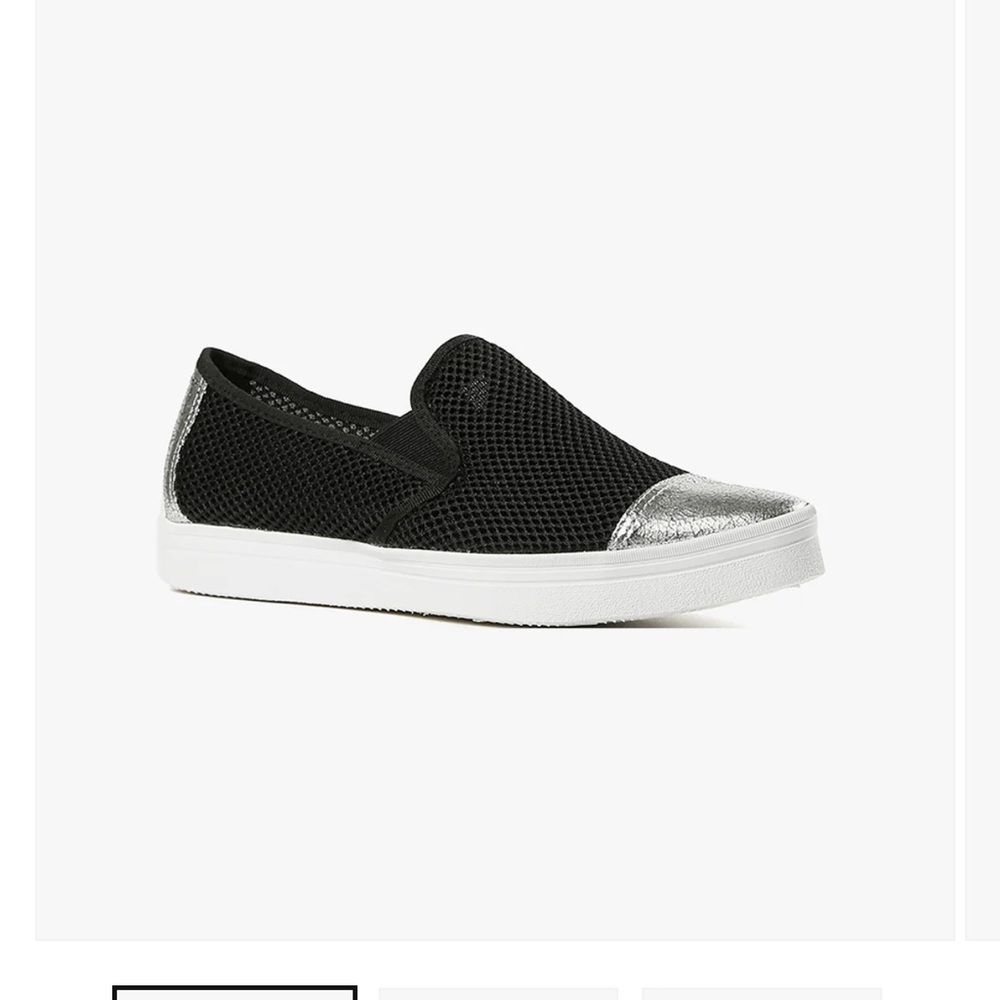 Elegant Black Slip-On Sneakers with Silver Highlights